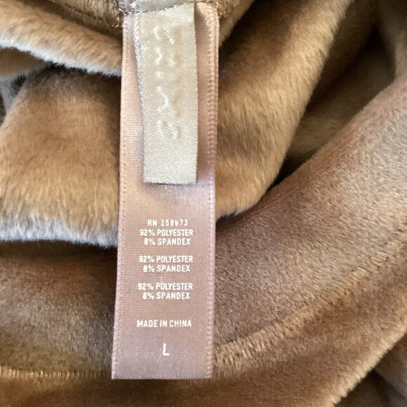 Skims Velour Tank Top Size Large Velvet Sleeveless Cropped Brown‎ Tan Stretch - Picture 7 of 7